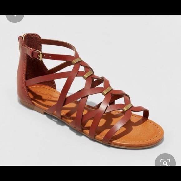 cognac gladiator sandals